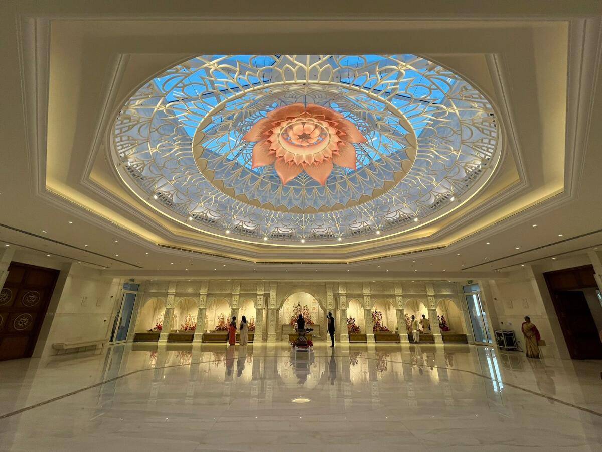 The hotel lobby showcases a grand dome, exuding elegance and sophistication